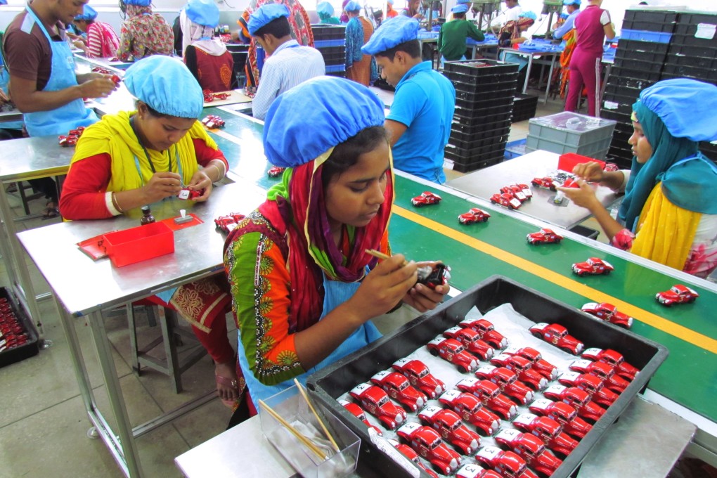 Workers at a Chinese-run factory in Bangladesh produce 12 million toys a year. Photo: Phila Siu