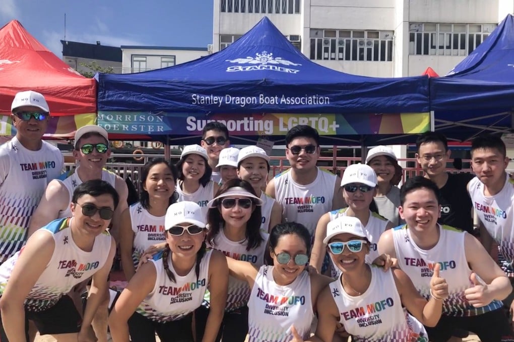 A team representing the law firm, Morrison & Foerster, at the Stanley International Dragon Boat Championships. Photo: Athena Chan
