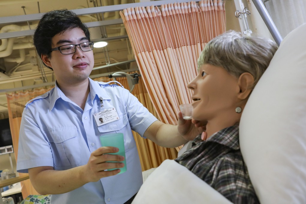 Chan Tsz-kwan, 21, has experienced incidents of verbal and physical abuse at the hands of patients during his training. Photo: Nora Tam