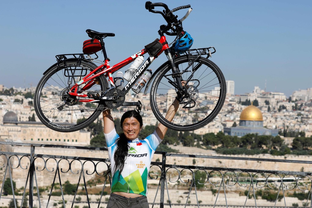 Taiwan adventurer Jacky Chen reaches Jerusalem on his seven-year mission to see the world from his bicycle. Photo: AFP