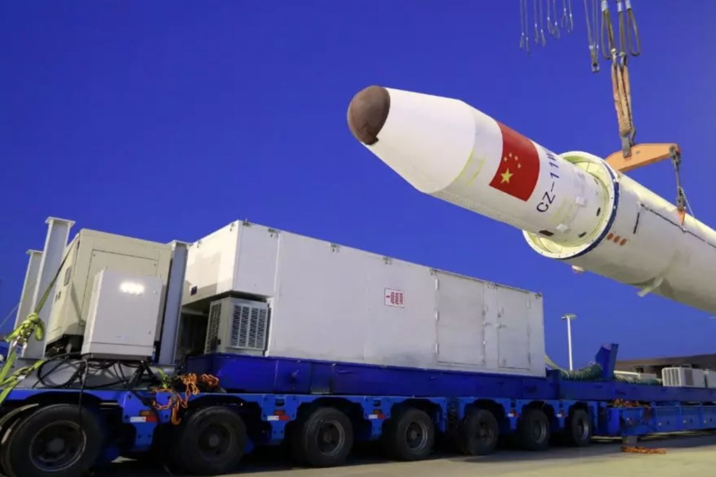 Chinese space authorities prepare to launch a rocket from a commercial cargo ship at sea. Photo: Handout