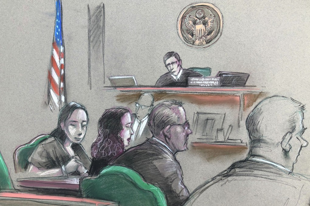 In this artist’s sketch, Zhang Yujing listens at a hearing in April in Florida. Photo: AP