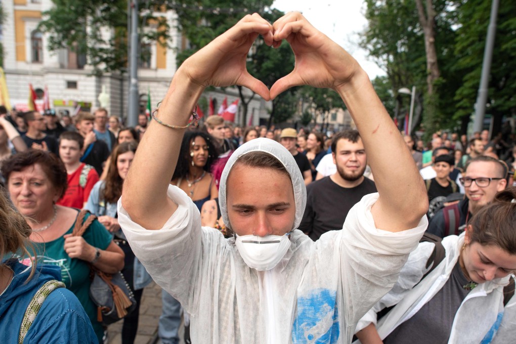 Demonstrators march during the protest ‘System Change, not Climate Change!’ and ‘Stop police brutality!’ in the city centre of Vienna, Austria. Photo: AFP