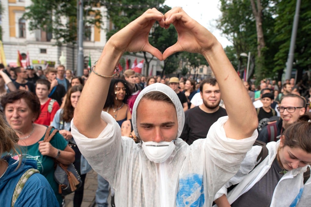 Demonstrators march during the protest ‘System Change, not Climate Change!’ and ‘Stop police brutality!’ in the city centre of Vienna, Austria. Photo: AFP