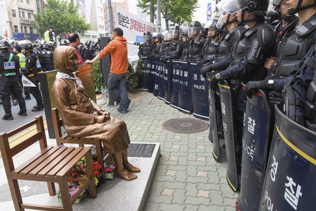 A statue of comfort woman in front of the Japanese Consulate in Busan. The issue has long been a source of strain between Japan and South Korea. Photo: Kyodo