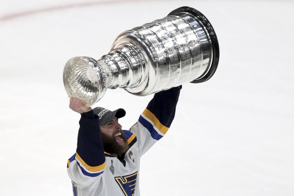 St Louis Blues’ Alex Pietrangelo carries the Stanley Cup after the Blues defeated the Boston Bruins in game seven of the NHL Stanley Cup Final. Photo: AP