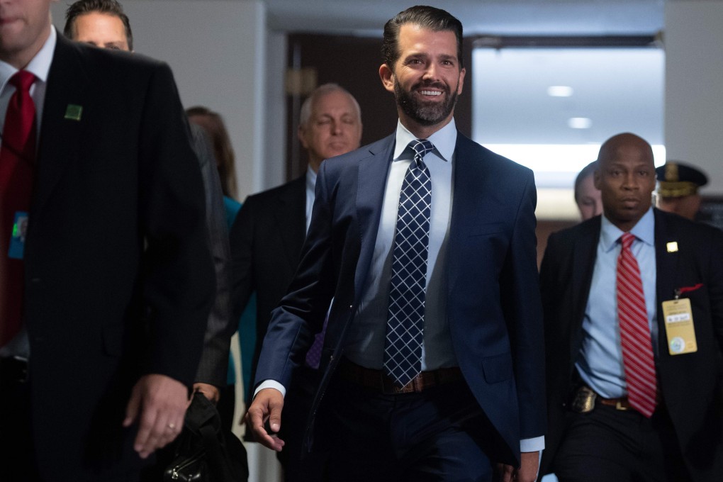 Donald Trump Jnr arrives to testify before the US Senate Select Committee on Intelligence on Capitol Hill. Photo: AFP