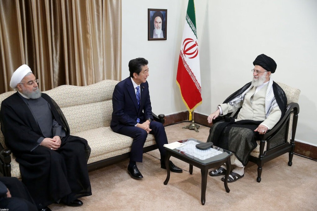 Iranian President Hassan Rowhani (left), Japan's Prime Minister Shinzo Abe and Iran's Supreme Leader Ayatollah Ali Khamenei in Tehran. Photo: Reuters