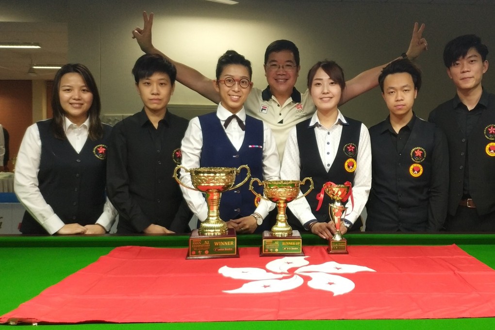 Ng On-yee (centre left) with her Hong Kong teammates after reclaiming the Asian Championship title, in Chandigarh, India. Photo: Handout