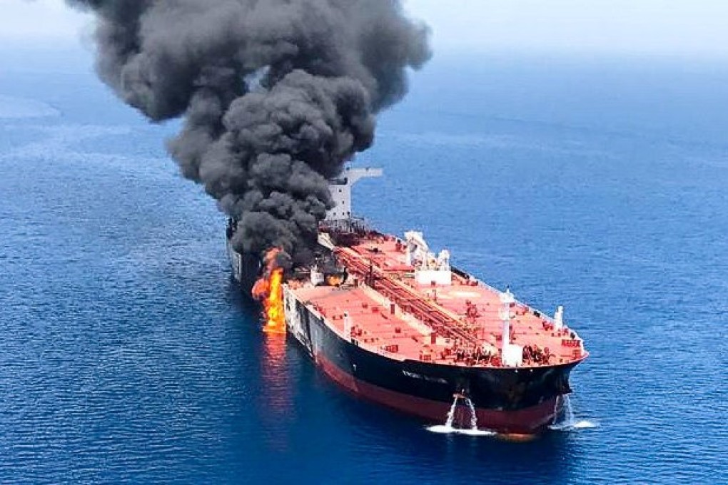 The oil tanker Front Altair is seen after it was attacked in the Gulf of Oman on Thursday. Photo: Reuters