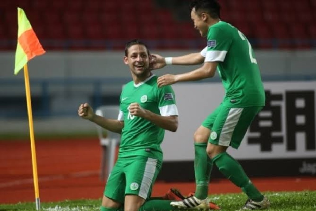 Macau captain Nicholas Torrao celebrates scoring. Photo: Twitter