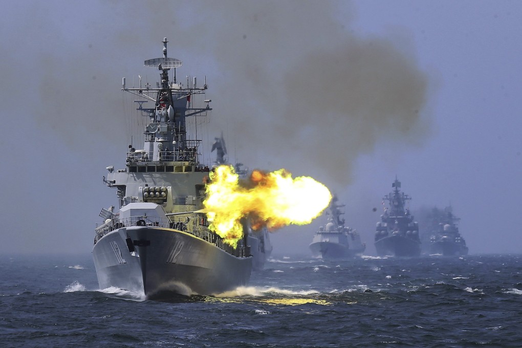 A Chinese guided-missile destroyer takes part in an exercise with Russia’s navy in the East China Sea in 2014. The two navies have conducted at least 10 joint drills since 2012. Photo: AP