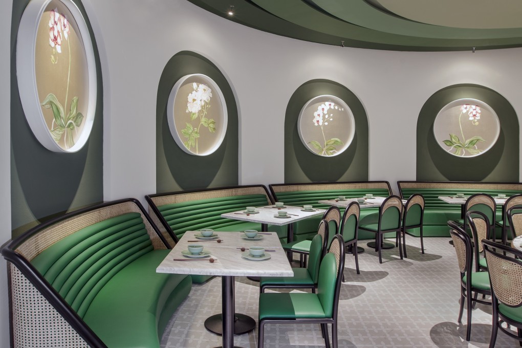 Green is the dominant colour at Moon Lok restaurant.