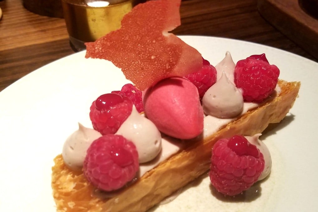 Raspberry 1000-feuilles with whipped pepper berry ganache at SOMM, The Landmark Mandarin Oriental.