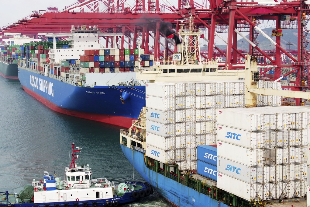 Container ships loading up with cargo in Qingdao in eastern China’s Shandong province. Photo: AP