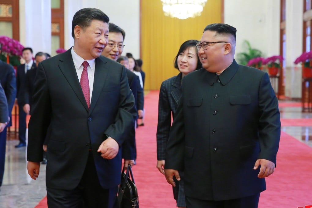 North Korean leader Kim Jong-un (right) with Chinese President Xi Jinping in Beijing last June. Xi’s trip to North Korea is being hailed as an opportunity for the sides to begin a new chapter of relations. Photo: EPA-EFE
