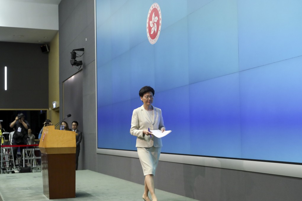 Chief Executive Carrie Lam says she personally shoulders responsibility for mishandled extradition bill. Photo: Sam Tsang