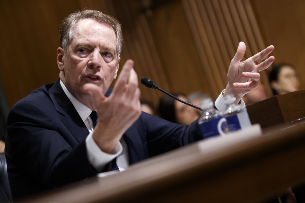 US Trade Representative Robert Lighthizer testifies at a the Senate Finance Committee hearing on Tuesday. Photo: EPA-EFE