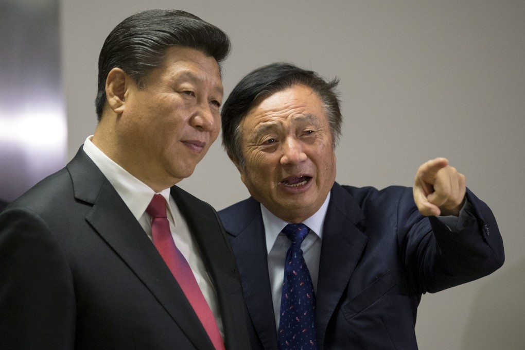 President Xi Jinping is shown around the London offices of Huawei Technologies by founder Ren Zhengfei. In China’s power structure, more have a vested interest in keeping asset prices stable than in developing proprietary technologies. But the US trade war and ban on Huawei may have changed the dynamics somewhat. Photo: Reuters