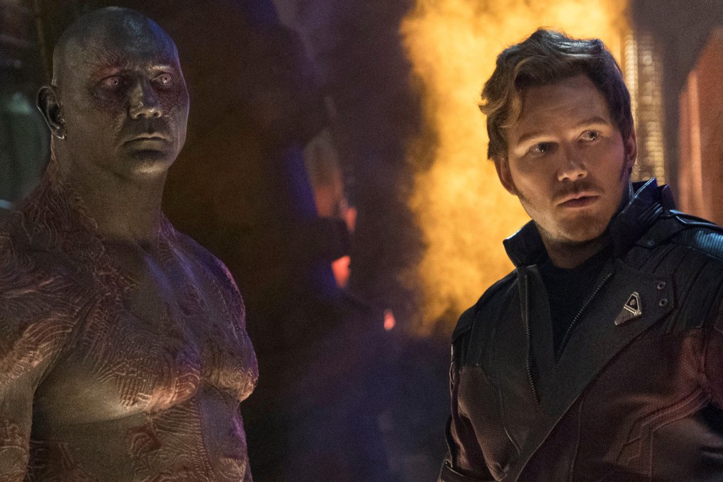 Dave Bautista (left) and Chris Pratt in a scene from Avengers: Infinity War. Photo: Chuck Zlotnick/Marvel Studios