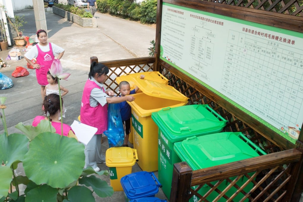 The sorting of household waste is more of a novelty than the norm in China. Photo: Xinhua