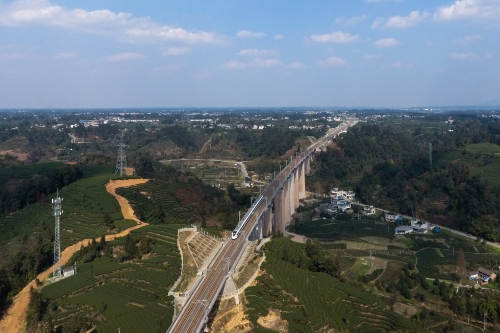 A train running on the Chengdu-Ya'an railway in Ya'an City, southwest China's Sichuan Province. Photo: Xinhua