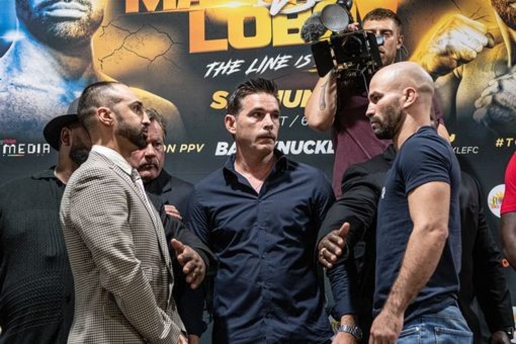 Paulie Malignaggi and Artem Lobov face off ahead of their bare knuckle bout. Photo: BKFC