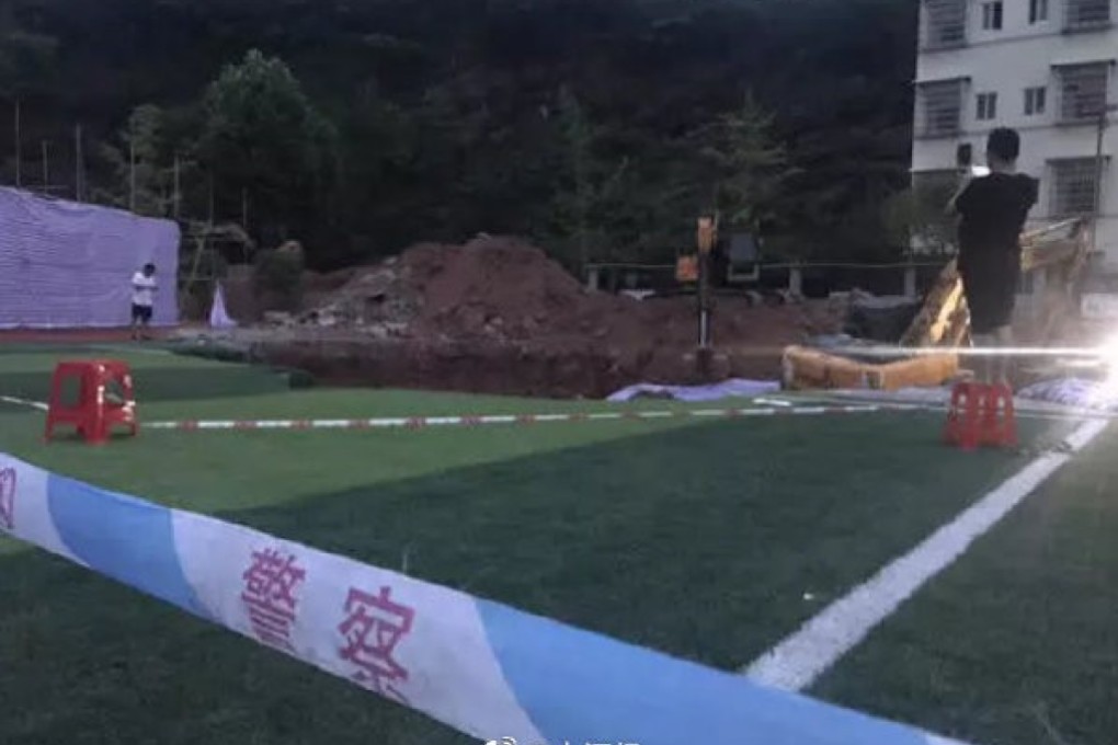 The body of Deng Shiping was found beneath a school playground 16 years after his disappearance. Photo: Weibo