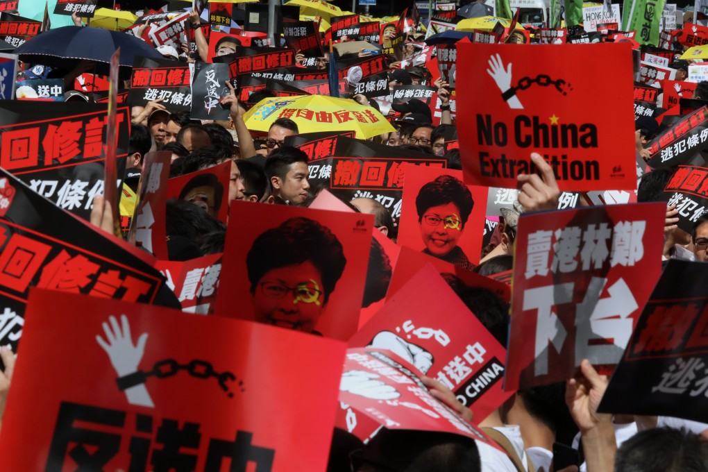 Protesters marching against the extradition bill on June 9. Photo: K.Y. Cheng