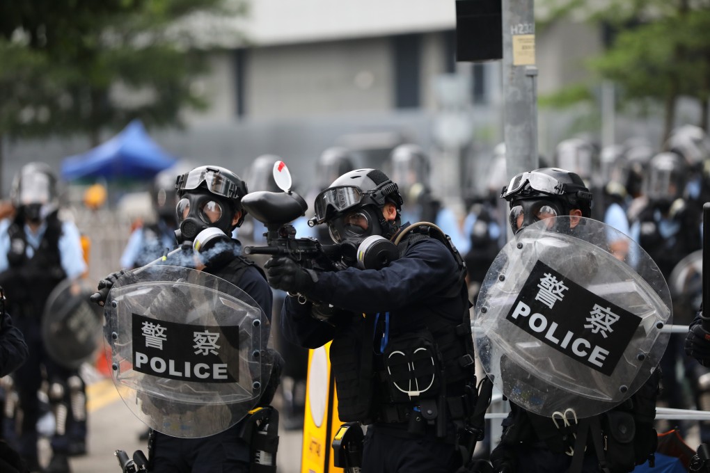 Police have complained about being verbally abused by members of the public after extradition bill clashes during which they shot tear gas, rubber bullets and beanbag rounds at protesters. Photo: Sam Tsang