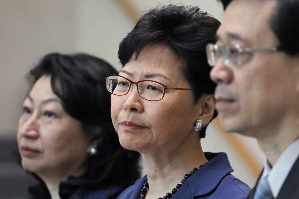 Chief Executive Carrie Lam is flanked by Secretary for Security John Lee Ka-chiu (right) and Secretary of Justice Teresa Cheng, at a press conference on June 10. They remained unmoved by the massive protest on June 9 and only suspended the extradition bill on June 15, after clashes between the police and protesters on June 12. But that did not stop up to 2 million people, according to march organisers, from taking to the streets the following day. Photo: AP
