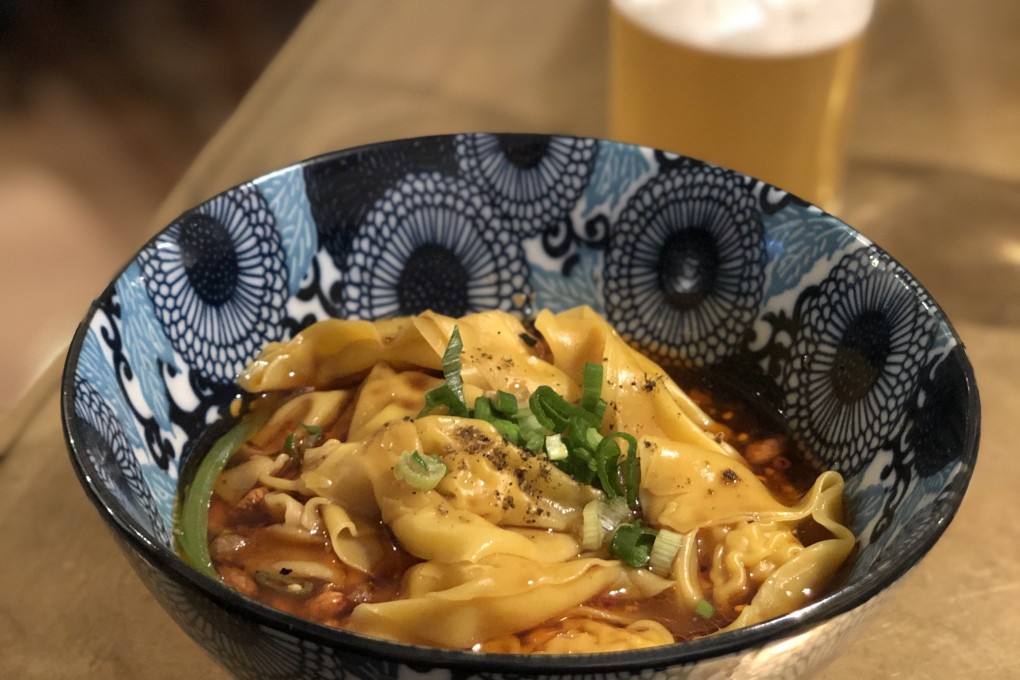 Wonton noodles at The Jackalope pub in London, part of a pop-up at the pub run by two Chinese women who own nearby restaurant Liu Xiaomian.