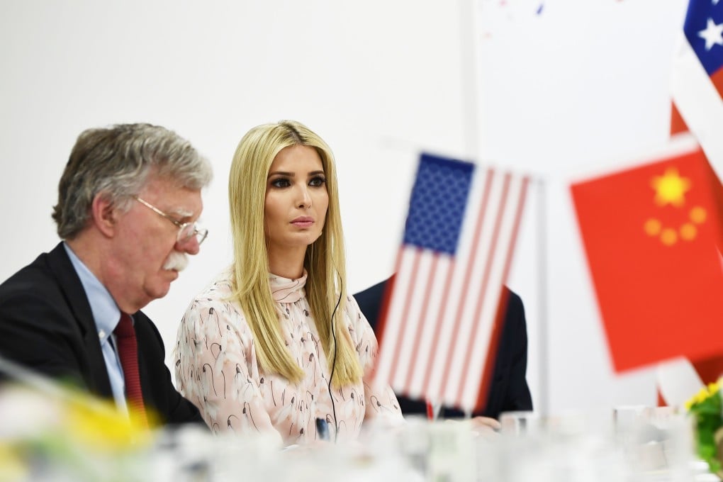 National security adviser John Bolton and White House senior adviser Ivanka Trump attend talks between the US and Chinese presidents on Saturday. Photo: AFP