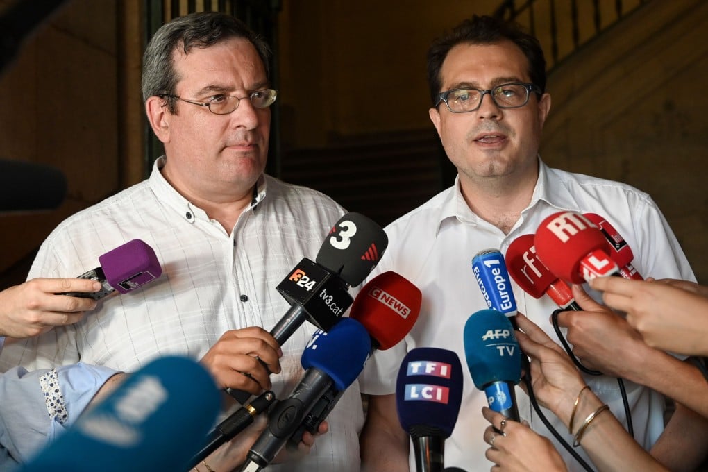 Jean Paillot and Jerome Triomphe, French lawyers of Viviane Lambert, the mother of Vincent Lambert. Photo: Agence France-Presse