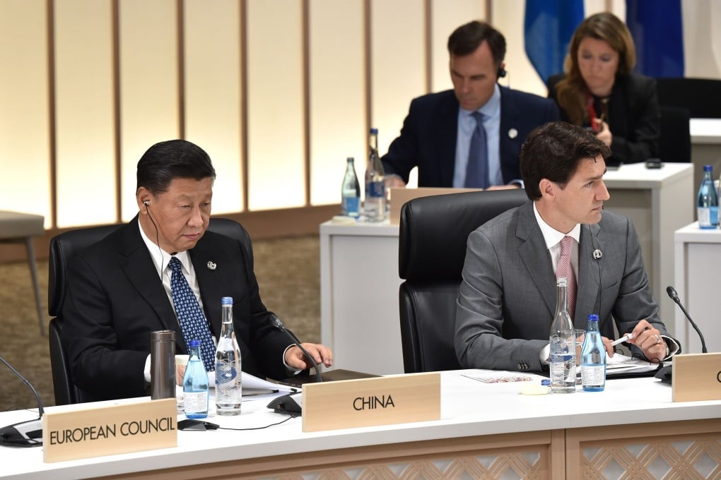 Chinese President Xi Jinping (left) and Canadian Prime Minister Justin Trudeau (right) had a number of discussions during the G20 summit in Osaka. Photo: AFP