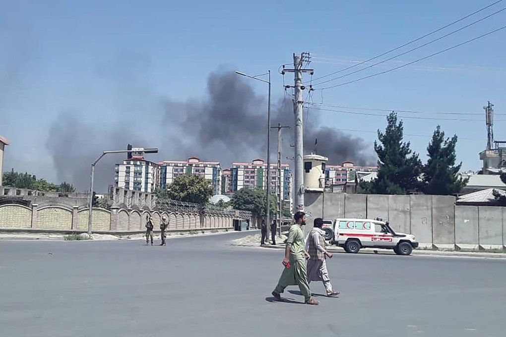 Smoke rising from the site of the attack in Kabul on Monday. Photo: AFP