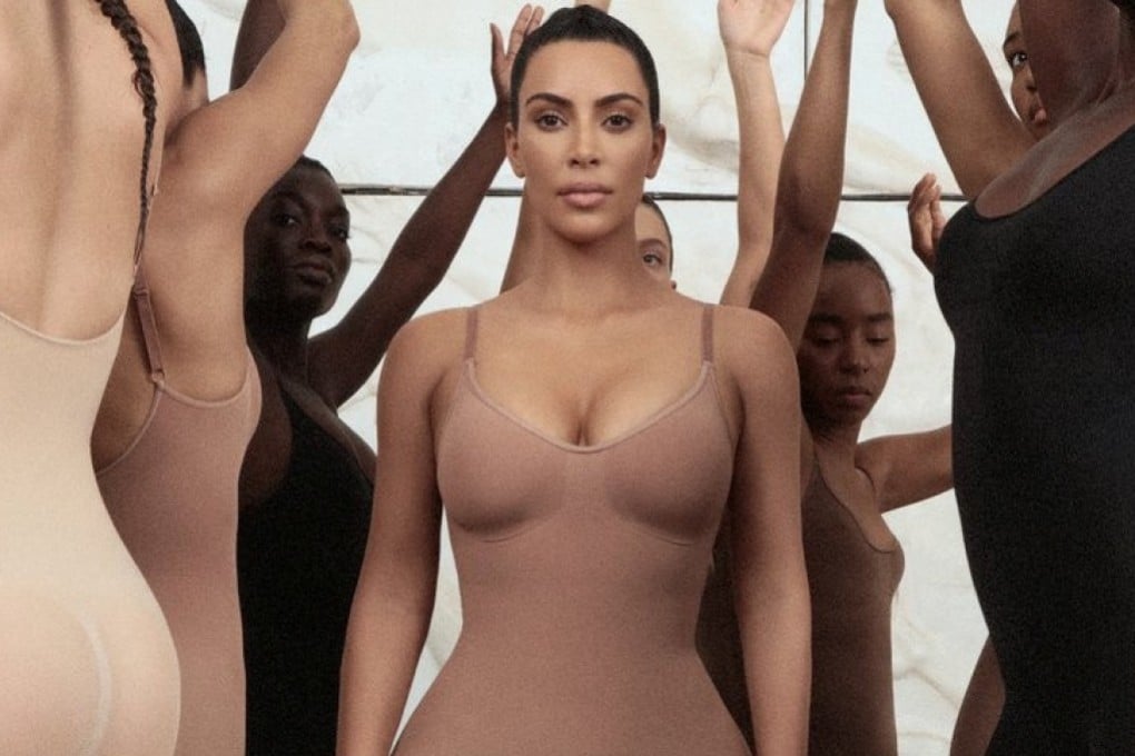 Kim Kardashian and models wear bodysuits from her new clothing line. Photo: Reuters