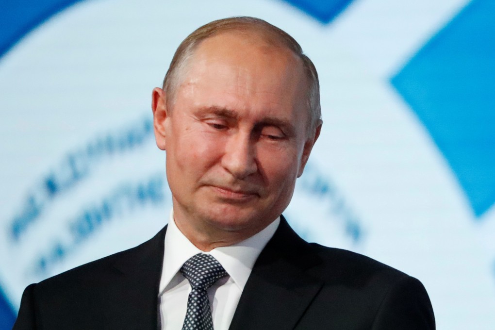 Russian President Vladimir Putin at the International Forum "Development of Parliamentarism" in Moscow on Wednesday. Photo: Reuters