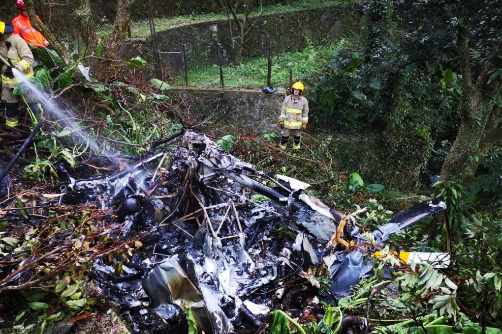 The wreckage from last month’s deadly helicopter crash. Photo: Handout