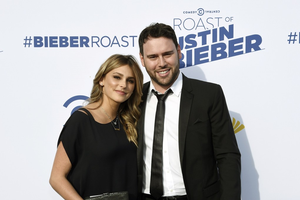 Talent manager Scooter Braun and his wife Yael Cohen. Photo: Reuters/Kevork Djansezian