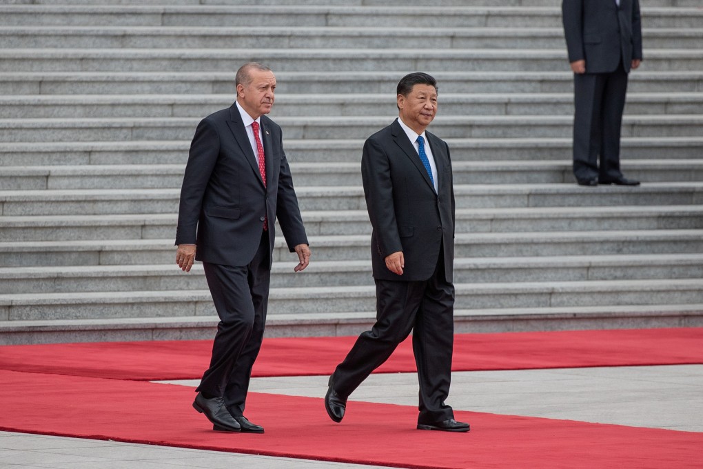 Turkish President Recep Tayyip Erdogan and China’s President Xi Jinping attend a welcome ceremony at the Great Hall of the People in Beijing. Photo: Reuters
