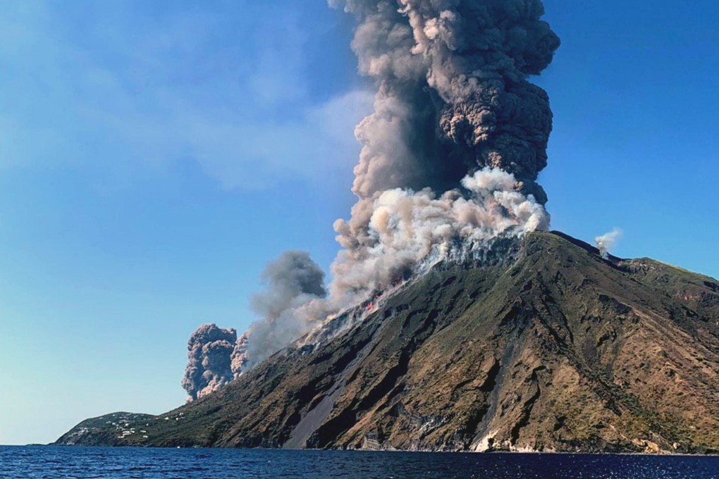 Smoke billows from the volcano on the Italian island of Stromboli on Wednesday. Photo: ANSA via AP