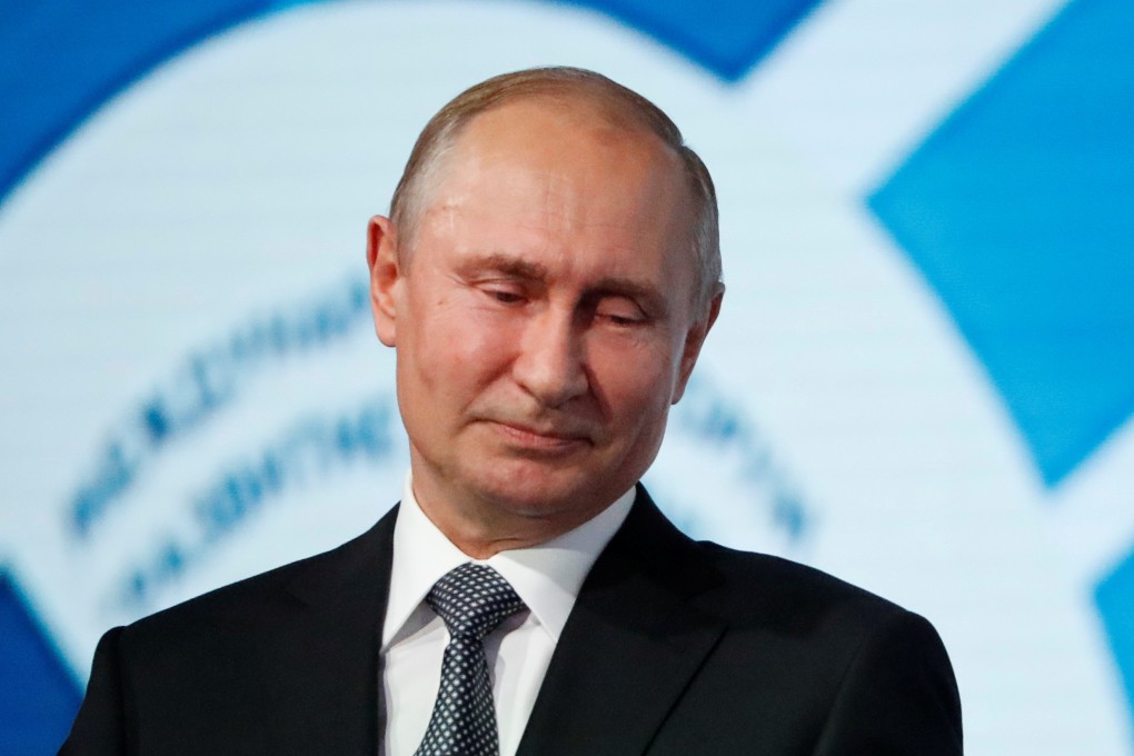 Russian President Vladimir Putin delivers a speech during the International Forum ‘Development Of Parliamentarism’ in Moscow. Photo: Reuters