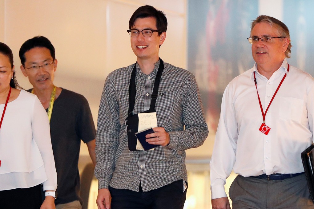 Australian student Alek Sigley, 29, who was detained in North Korea, arrives at Haneda International Airport in Tokyo. Photo: Reuters
