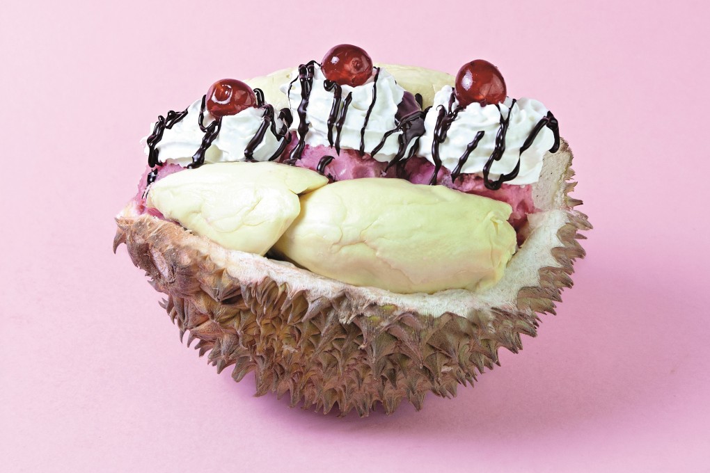 Durian served like the classic British dessert banana split by British-born Chinese photographer Marcella Chan, who has been commissioned to produce 15 images for an exhibition by China Exchange. Photo: Marcella Chan