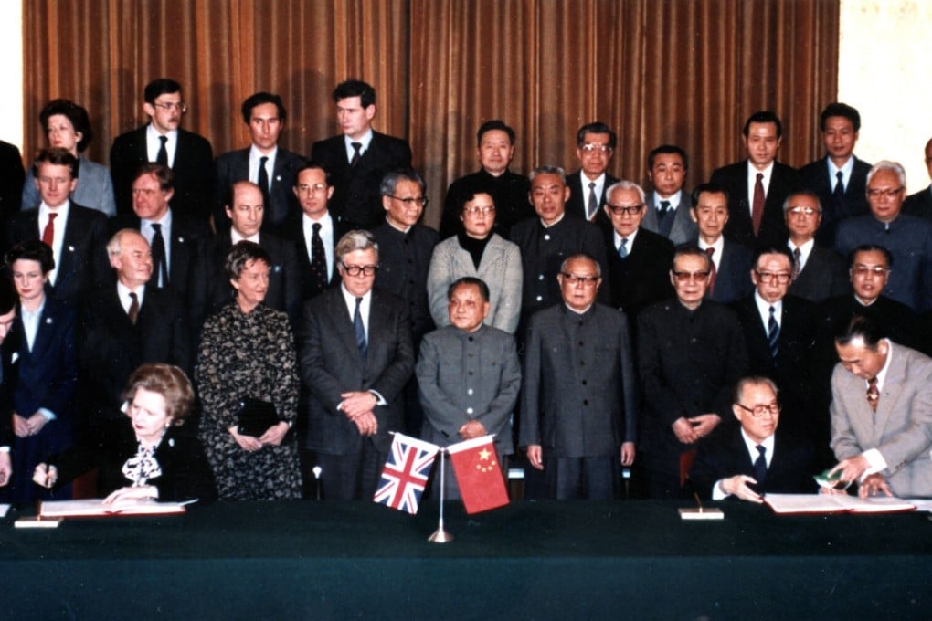 The Sino-British Joint Declaration was signed on December 19, 1984, by then-premier Zhao Ziyang (right) and Margaret Thatcher (left), the former prime minister of Britain. Photo: Xinhua