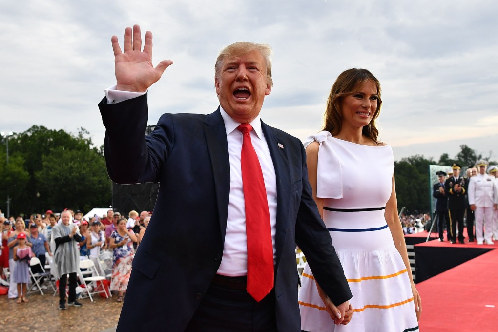 US President Donald Trump and Melania Trump at the Salute to America event at the Lincoln Memorial in Washington on Thursday. Photo: AFP