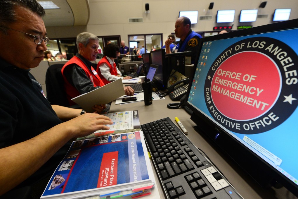 An exercise for first responders is held at the Office of Emergency Management in Los Angeles in March 2013. Photo: AFP