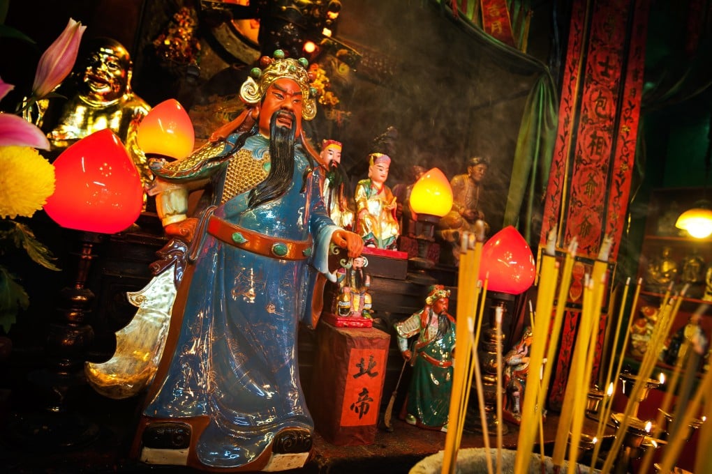 Chinese deity Guan Yu at the Tin Hau Temple in Yau Ma Tei. Photo: Paul Rushton/Alamy