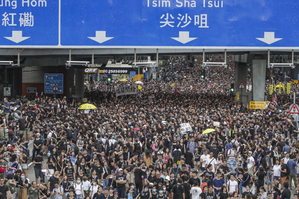 The extradition bill protest march, a first ever on the Kowloon side of Hong Kong, drew an estimated 230,000, according to organisers. Photo: Edmond So